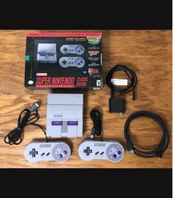 SUPER NINTENDO CLASSIC EDITION mini video game console system SNES 21 COMPLETE WITH BOX games Zelda Mario World Kart Bros Donkey Kong Country