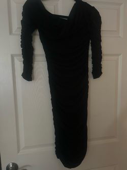 Black Ruched Long Sleeve Bodycon Midi Dress