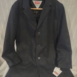 2000s Levi's Men's Overcoat Wool/Polyester Jacket