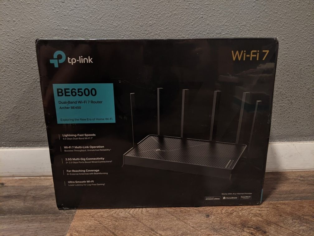 TP-Link Archer BE400 BE6500 Dual-Band WiFi 7 Mesh Router with 2.5Gbps Ports MU-MIMO VPN