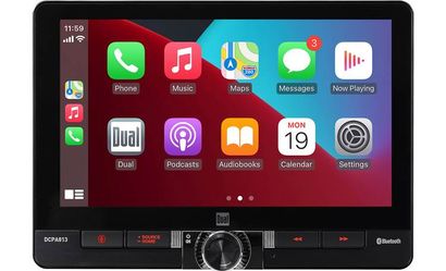 Dual 8" screen floating wireless car play touch screen with knob
