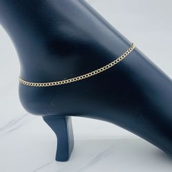 ❤️ 10k gold ankle bracelet  ❤️ ❤️ 10" long & 2.5mm wide   ❤️ Tobillera En Oro 10 Kilates