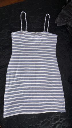 Blue and White Striped Mini Dress