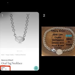 TIFFANY & COMPANY:::Oval Link Tag Choker Necklace 