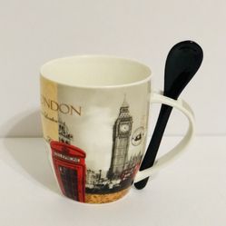 NEW Leonardo Collection London Sights Bone China Mug And Spoon