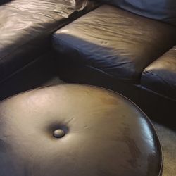 Leather Sofa And Ottoman  Used In Good Condition 