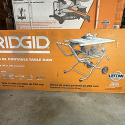 Ridgid 10in job site table saw with stand, 12 in. Dual Bevel Sliding Miter Saw, & Compact Stand