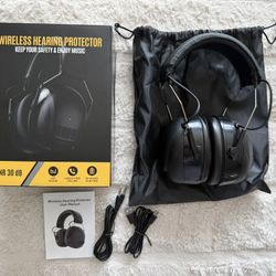 Gel Ear Pads Bluetooth 5.4 Hearing Protection Headphones, 30dB Noise Cancelling Headphones, 1200mAh Rechargeable Safety Earmuffs Bluetooth Ear Protect