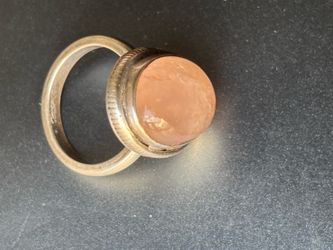 Sterling Silver Rose Quartz Cabochon Ring Size 9/1/2
