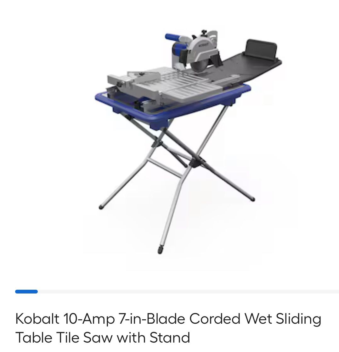 Kobalt Wet Sliding Table Tile Saw 7” Blade