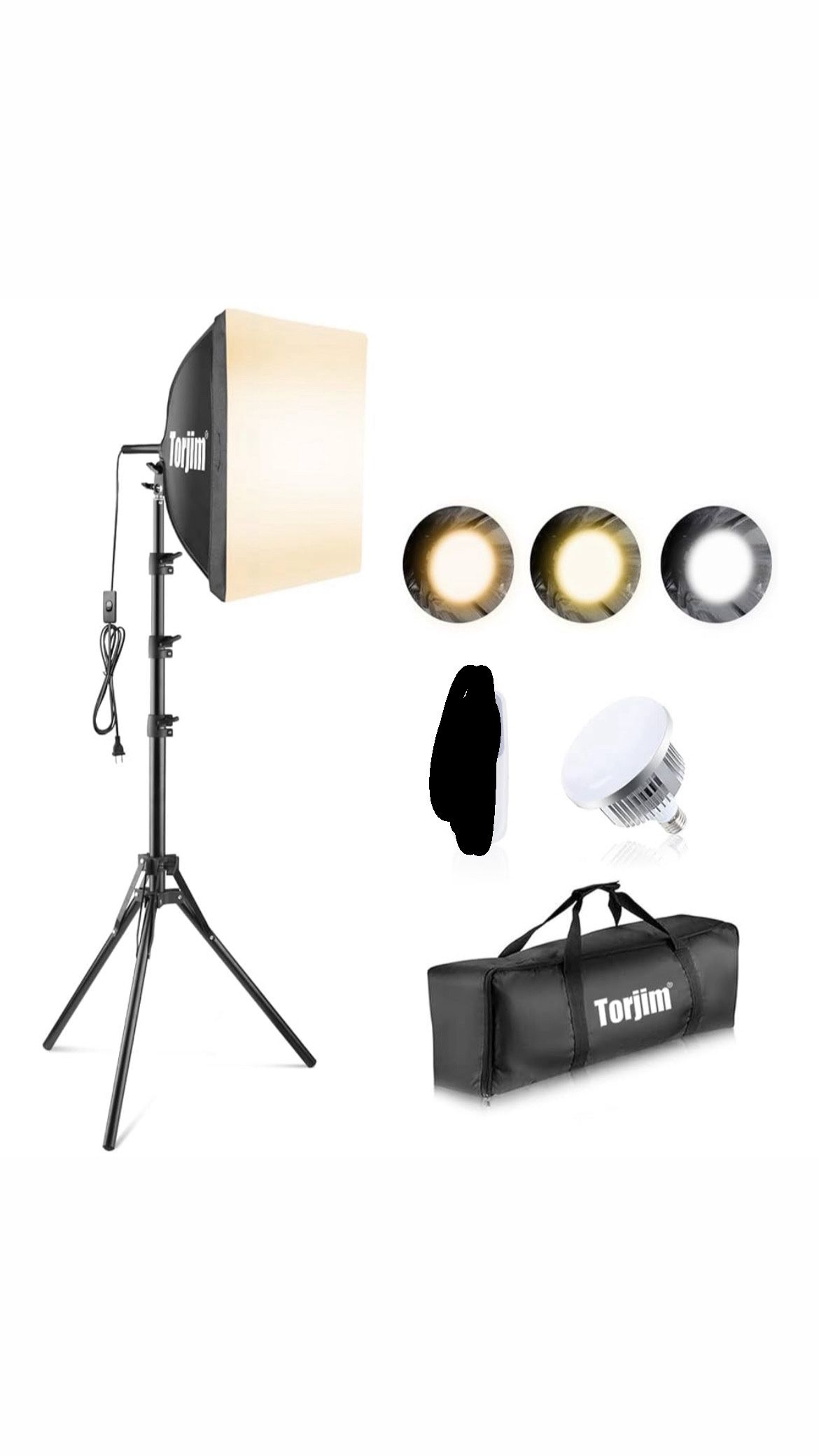 Torjim Softbox Photography Lighting Kit, 16'' x 16'' Professional Softbox Lighting Kit with 85W 3000
