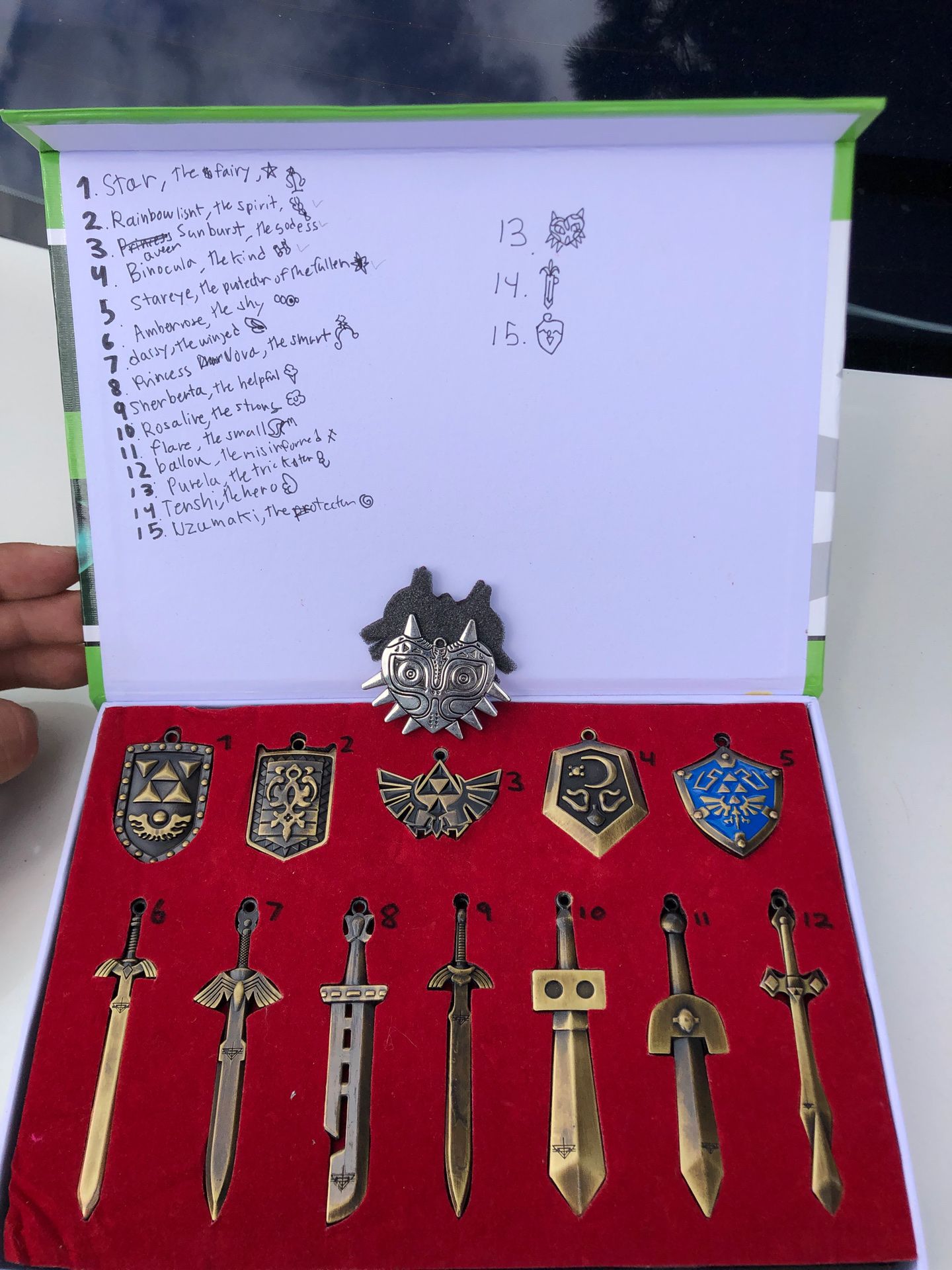 The Legend Of Zelda Link Weapons Shield Necklace Keychain Set