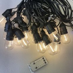 48ft 15 LED Heavy Duty String Lights Shatterproof Bulbs Outdoor Garden String Light Patio String Lights with IR Remote Dimmable 