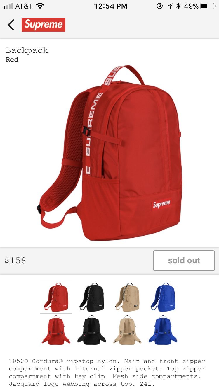 Supreme Backpack SS18 - Red for Sale in Westminster, CA - OfferUp
