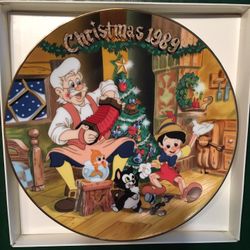 Vintage Disney 1989 Pinocchio Plate 10 Inch In Original Box!