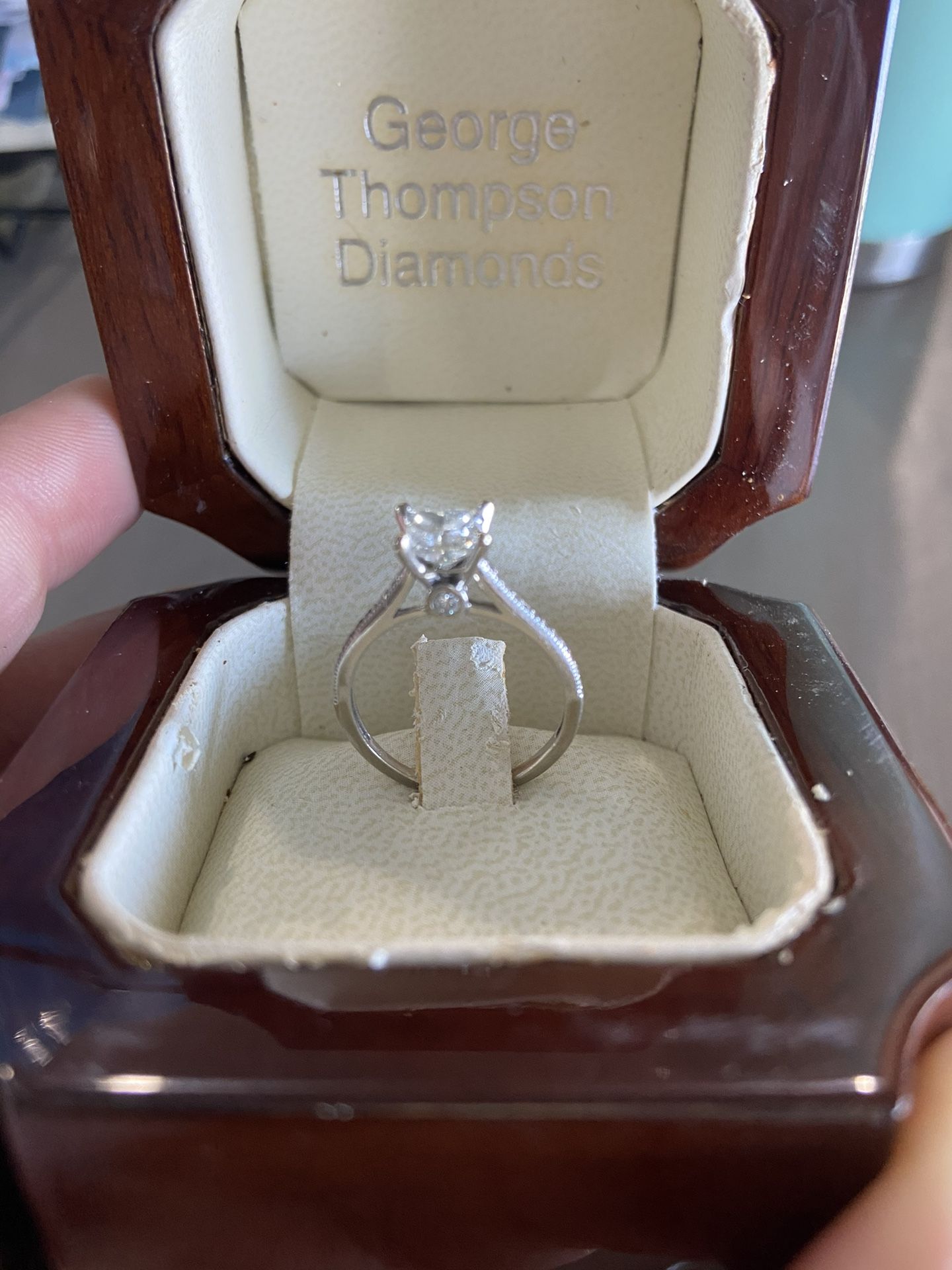 Wedding Ring! .97 CT Princess Cut W/peekaboo Diamond