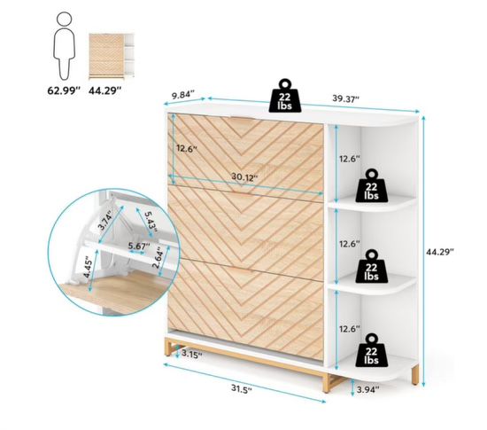 Freestanding Wood Shoe Organizer For Entrance