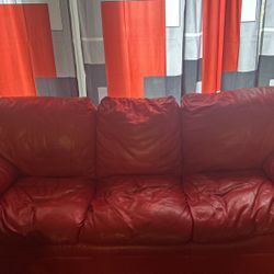 Red Leather Sofa Set (Cheap)