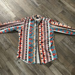 VTG 90’s WRANGLER Brushpopper Western Shirt Button Up Shirt Mens 16.5-35 R759