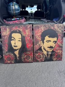 Morticia and gomez painting