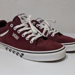 Vans Off The Wall Burgundy Suede Skate Shoes Size Men's 7.5 / Women's 9