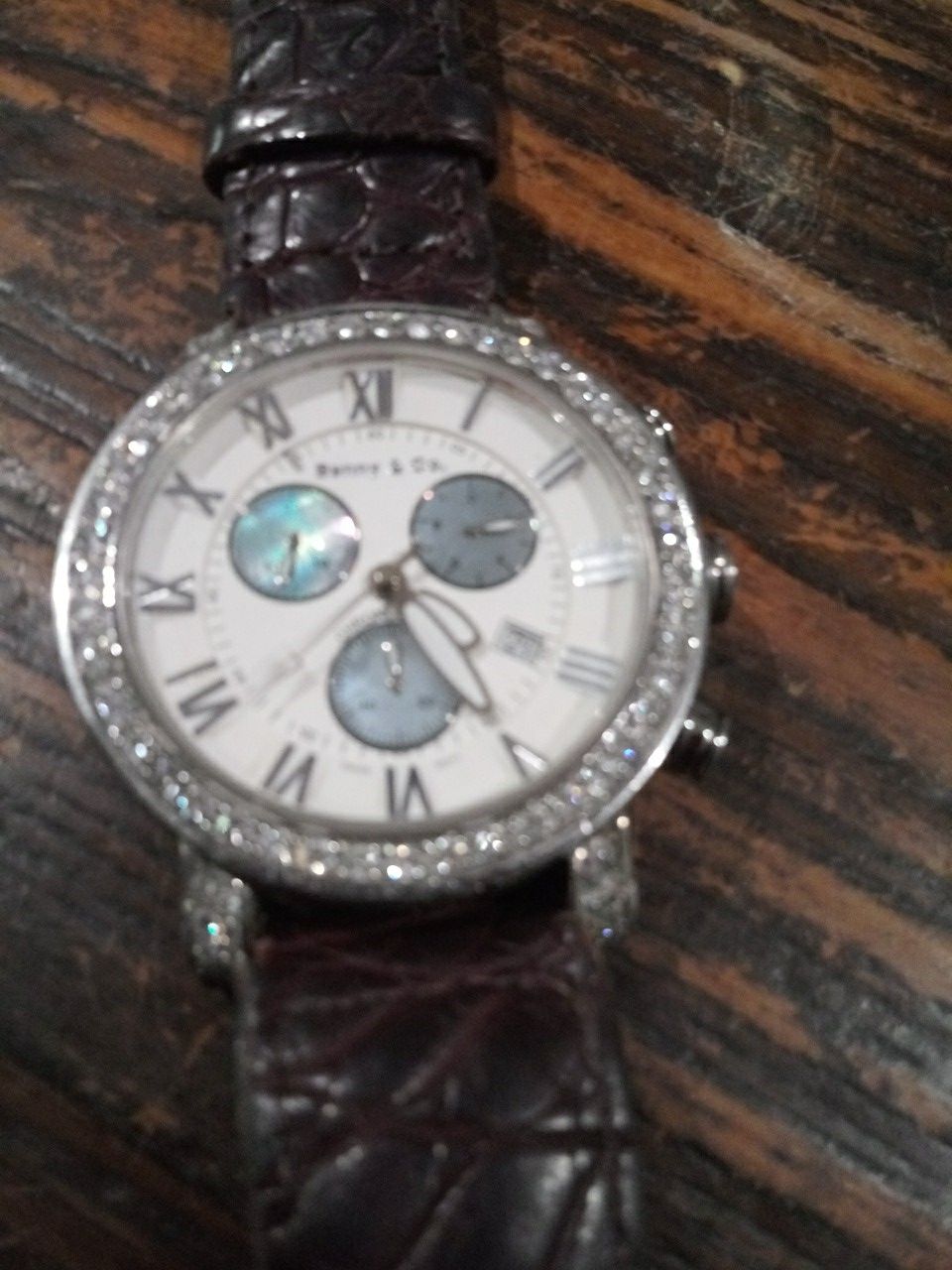 Benny & Co 7ct Diamond watch Aligater Band works Great
