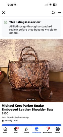 Michael Kors Parker Snake Embossed Leather Shoulder Bag