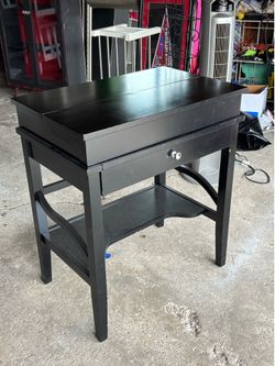 Black solid wood desk and chair BOTH INCLUDED