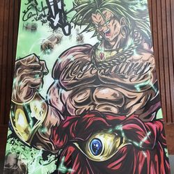 Dragon Ball Z Broly Poster Signed By Voice Actor Elizabeth Maxwell 