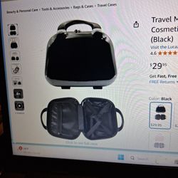 Travel Cosmetic Bag, 12 Inch Hard Shell, NEW