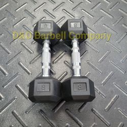 8lb Rubber Hex Dumbbells PAIR BRAND New