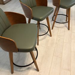 Green and Wooden Bar Stools 
