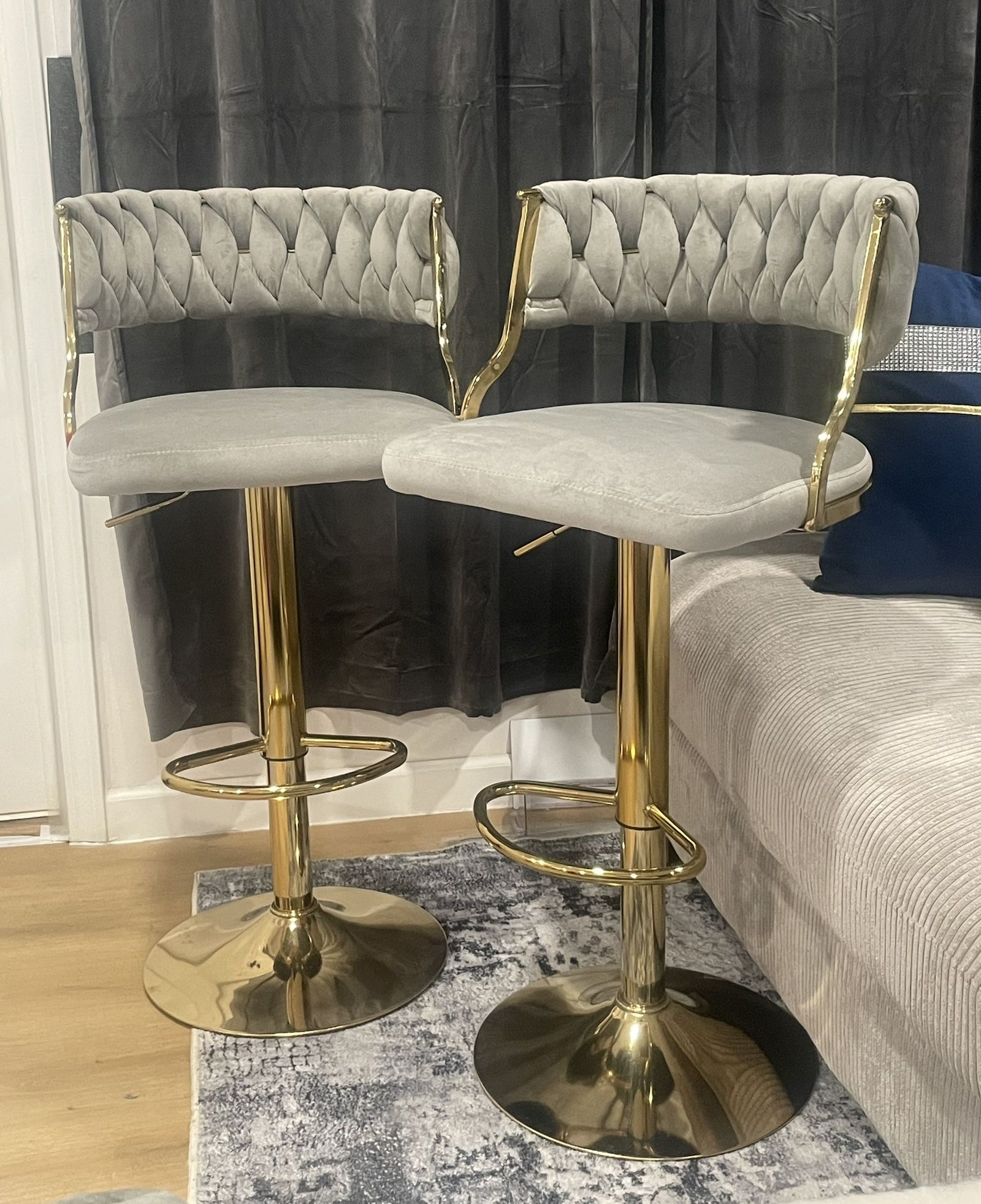 Gray Velvet Bar Stools 
