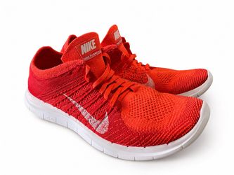 Nike Free Flyknit 4.0 Men’s 9.5 Red Orange Running Shoes 631053-(contact info removed)