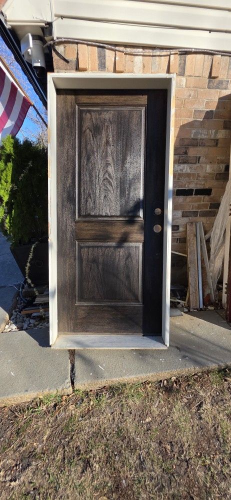 36x80 Front Door , Left Swing , Framed , Ready To Install