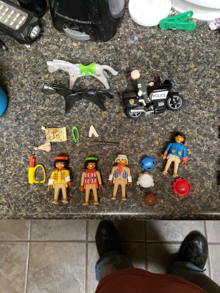 Vintage Playmobil Indians Figures Police Motorcycle Pirate Knight 