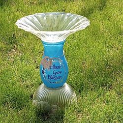 Pretty Small Blue Crystal Birdbath 16Tx13W 🐦🌷🌞Buy 2 Or 3 Get Free Solar Fountain