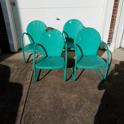 Four Shell Back Metal Chairs