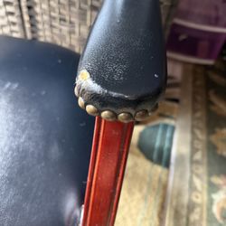 Vintage Black Faux Leather Nailhead Accent Armchair