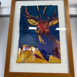 Raw edged framed watercolor  31.5”x 24”w