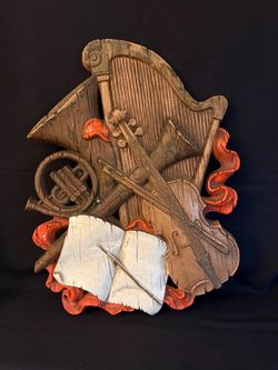 Musical Instruments Wall Plaque Sculpture