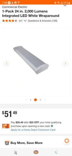 1-Pack 24 in. 2,000 Lumens Integrated LED White Wraparound