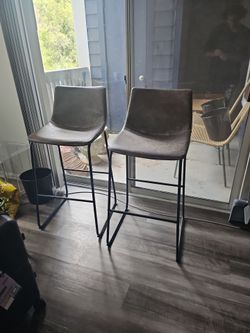 Set of 2 Faux Leather Bar Stools