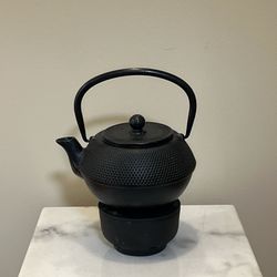 Cast Iron Hobnail Teapot With Warming Stand