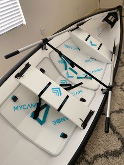 2 Person Foldable Canoe + Rowing Kit, Stabilizers, Life Vests, Dry Bag & More – $850