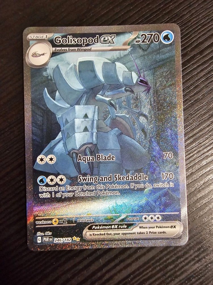 golisopod ex pokemon card - 221/182 - Paradox Rift - Full Art - Ultra Rare variation to centering Pokmon Card Golisopod ex RR