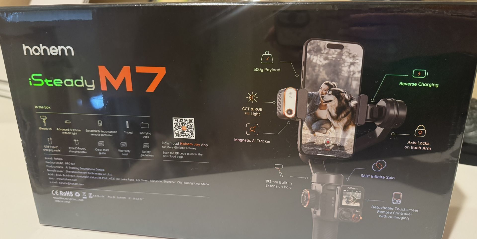 hohem iSteady M7 Gimbal Stabilizer for iPhone Android Smartphone with AI Tracking,3-Axis Phone Gimbal with Fill Light and 1.4" Detachable 