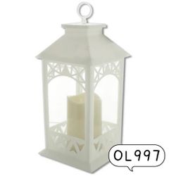 decorativeled lantern with pillar candle