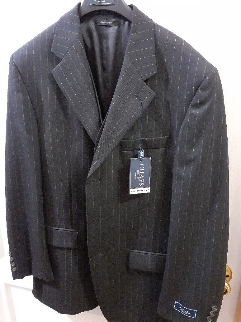 Chaps Navy Blue Suit New Never Used Gray Pin Stripe A Beautiful Suit.