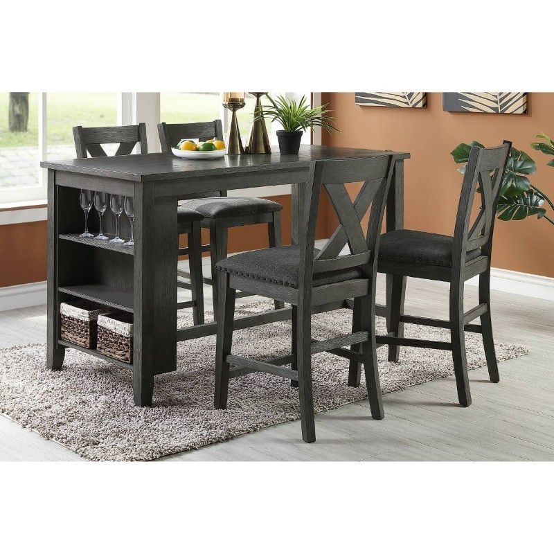 Counter Height Dining Set - AVAILABLE IN DARK GRAY OR TWO TONE FINISH